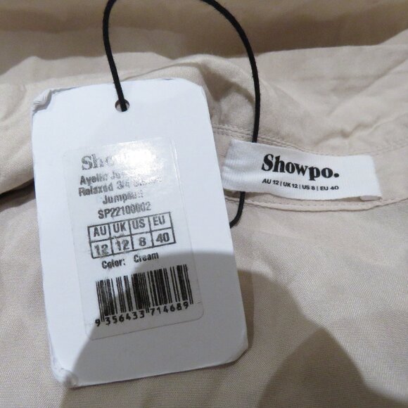 SHOWPO Ayelin Linen Blend Relaxed 3/4 Sleeve Jumpsuit in Cream - Size US 8 NWT - Picture 15 of 15